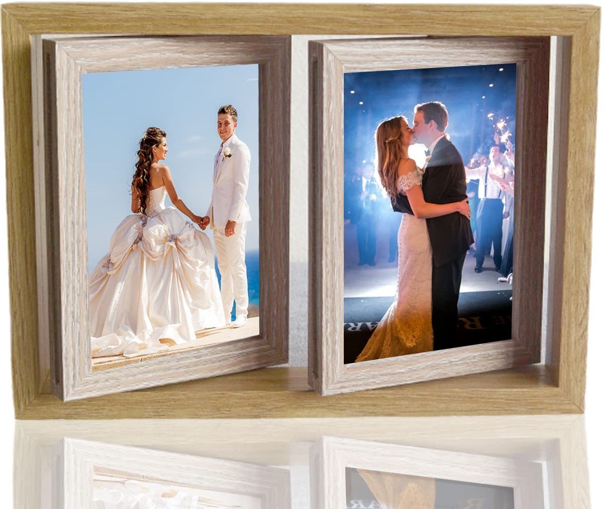 Omgoods - Dubbelzijdig Foto Frame - Hout met Rotatie voor 4 Foto's