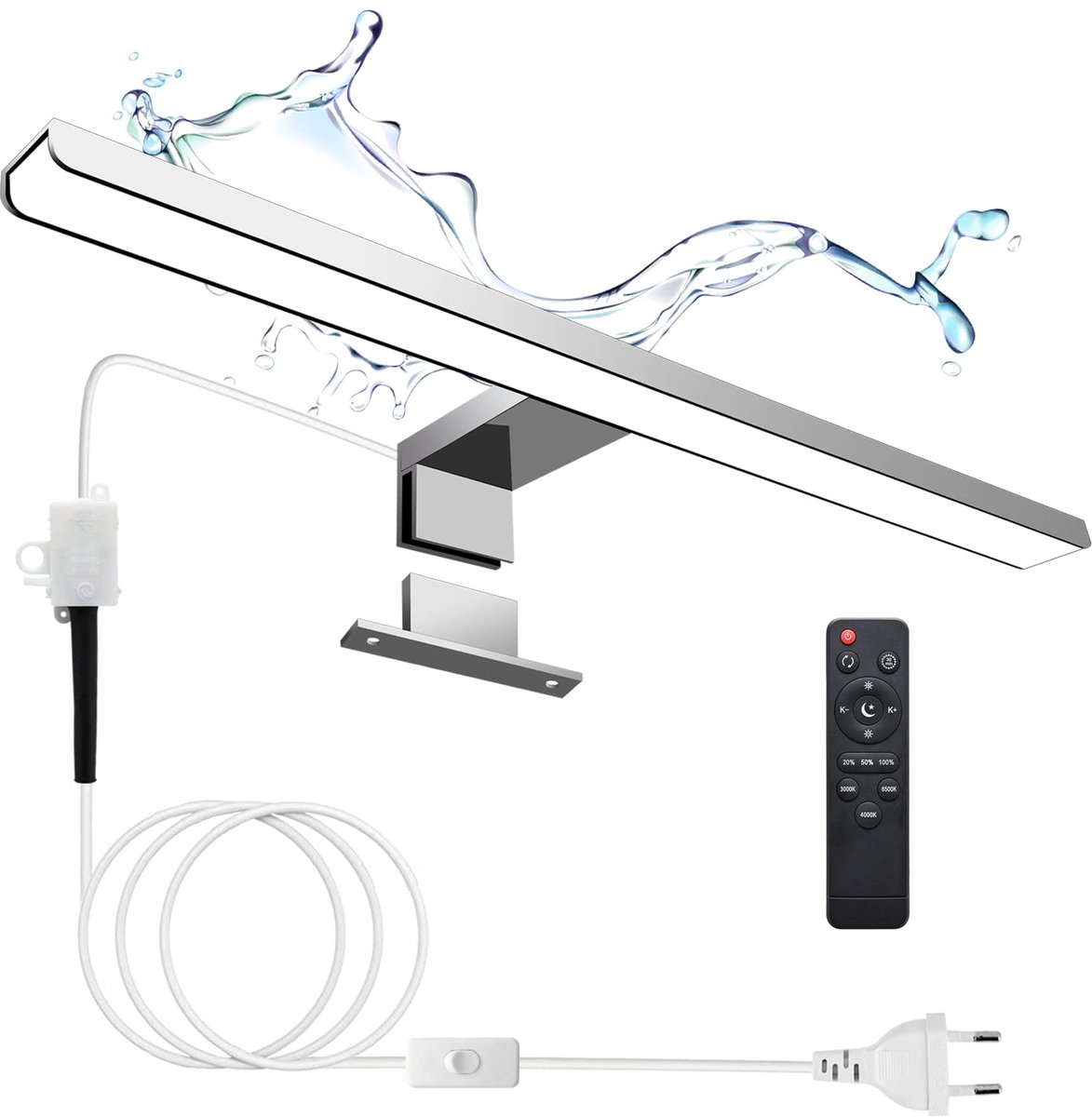 Omgoods- Badkamerspiegellamp Dimbaar 12 W - Spiegelverlichting - Badkamerlamp - Aluminium Behuizing - IP44 Waterdicht - Afstandsbediening - Badkamerverlichting
