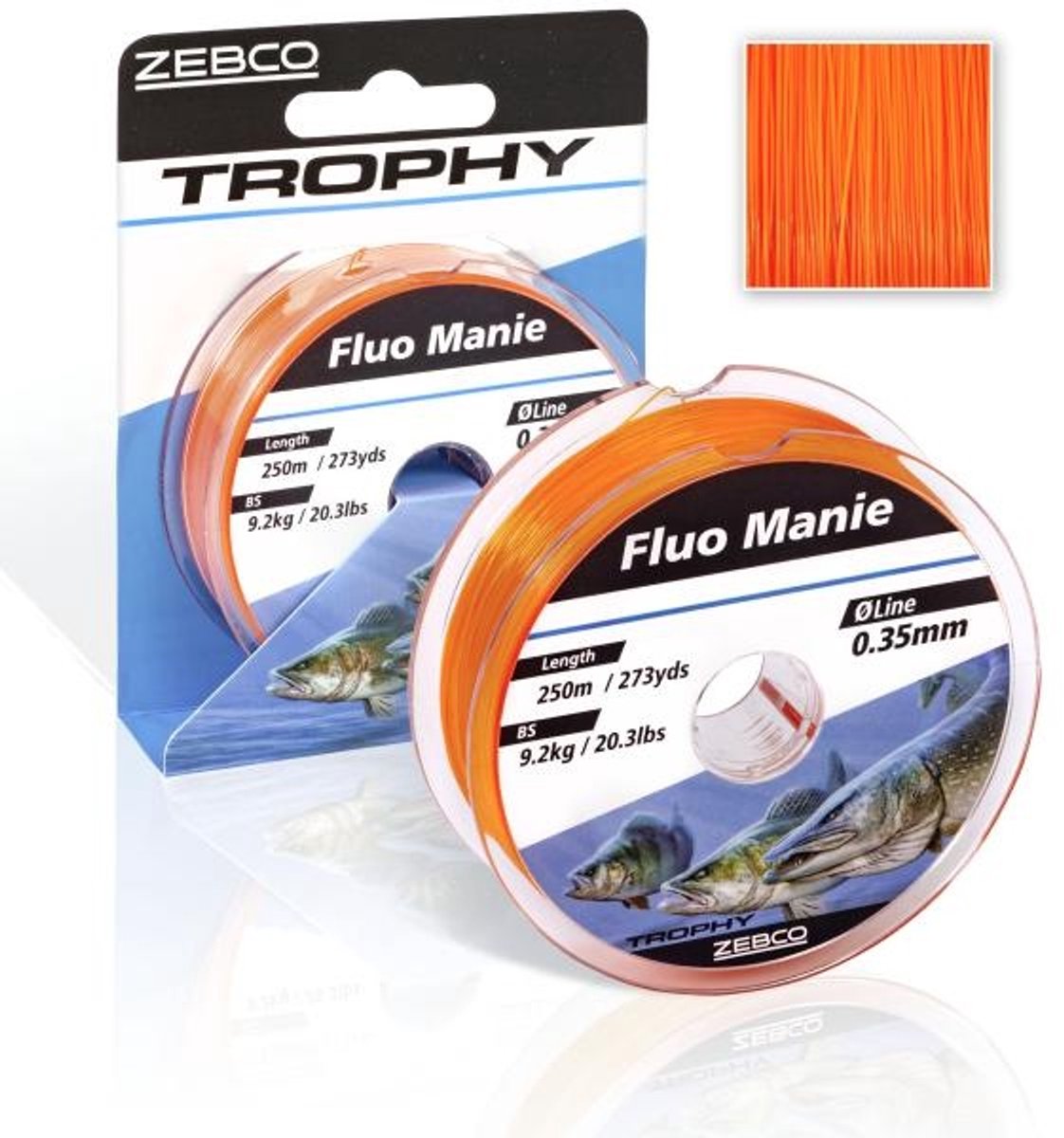 Zebco Nylon Trophy Fluo Manie 300m - Maat : 0.30mm (250m)