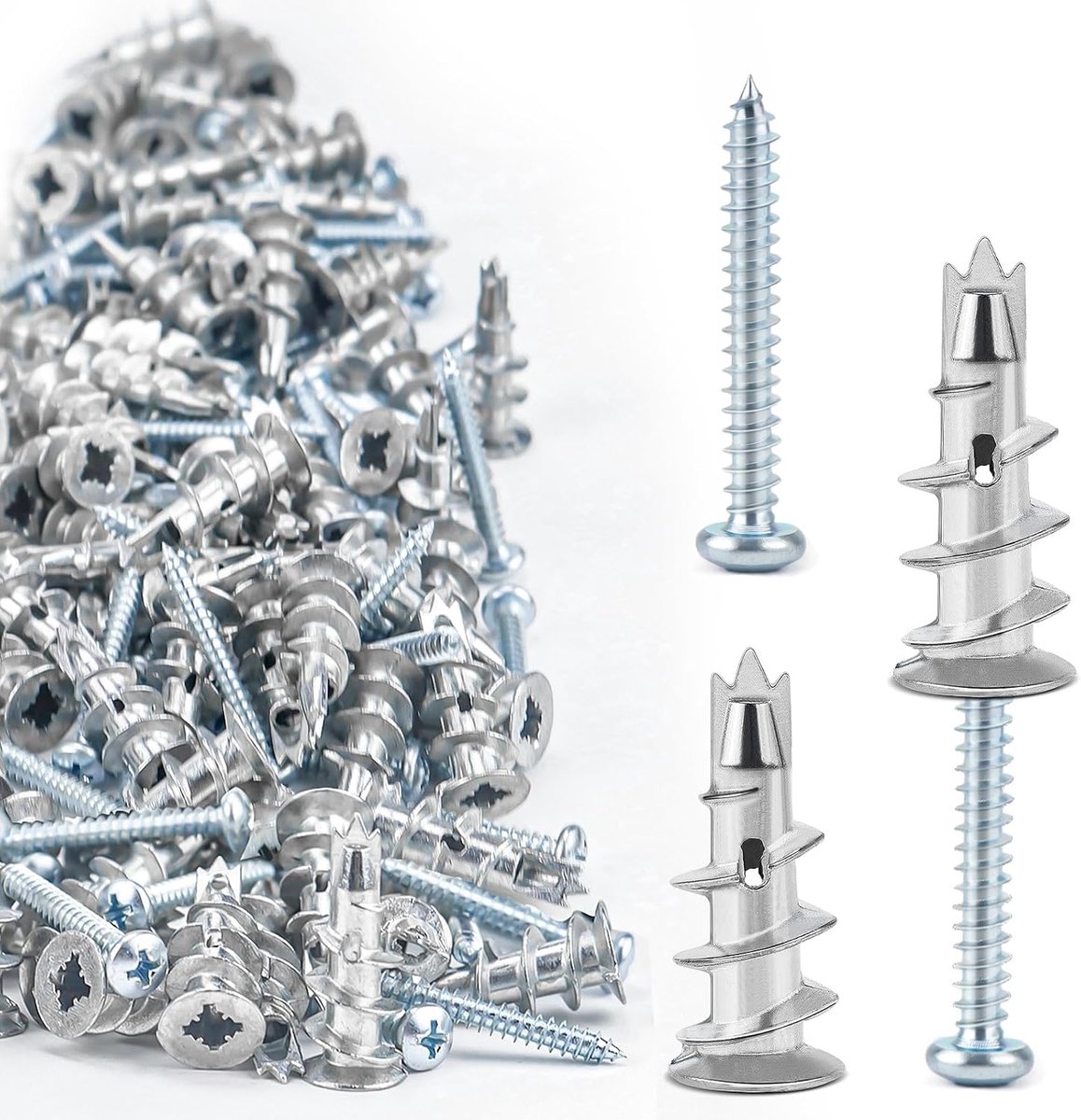 SnelShoppen - Plafondpluggen Metalen Zelfborende Gipsplatenpluggen met Gipsplaat Schroeven (60 stuks) voor Bevestigen aan Gipswanden