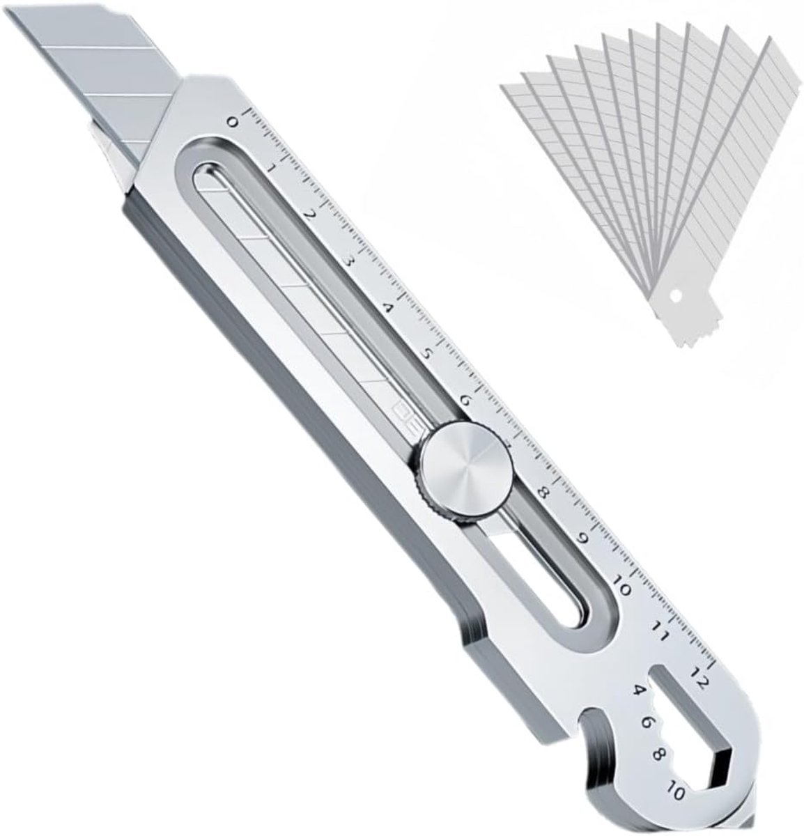 SnelShoppen - Heavy Multifunctioneel Mes, Professionele Snijknijper, 10 Snap-off Snijbladen, Roestvrij Staal Universeel Mes, Tapijt Snijknijper, Ergon