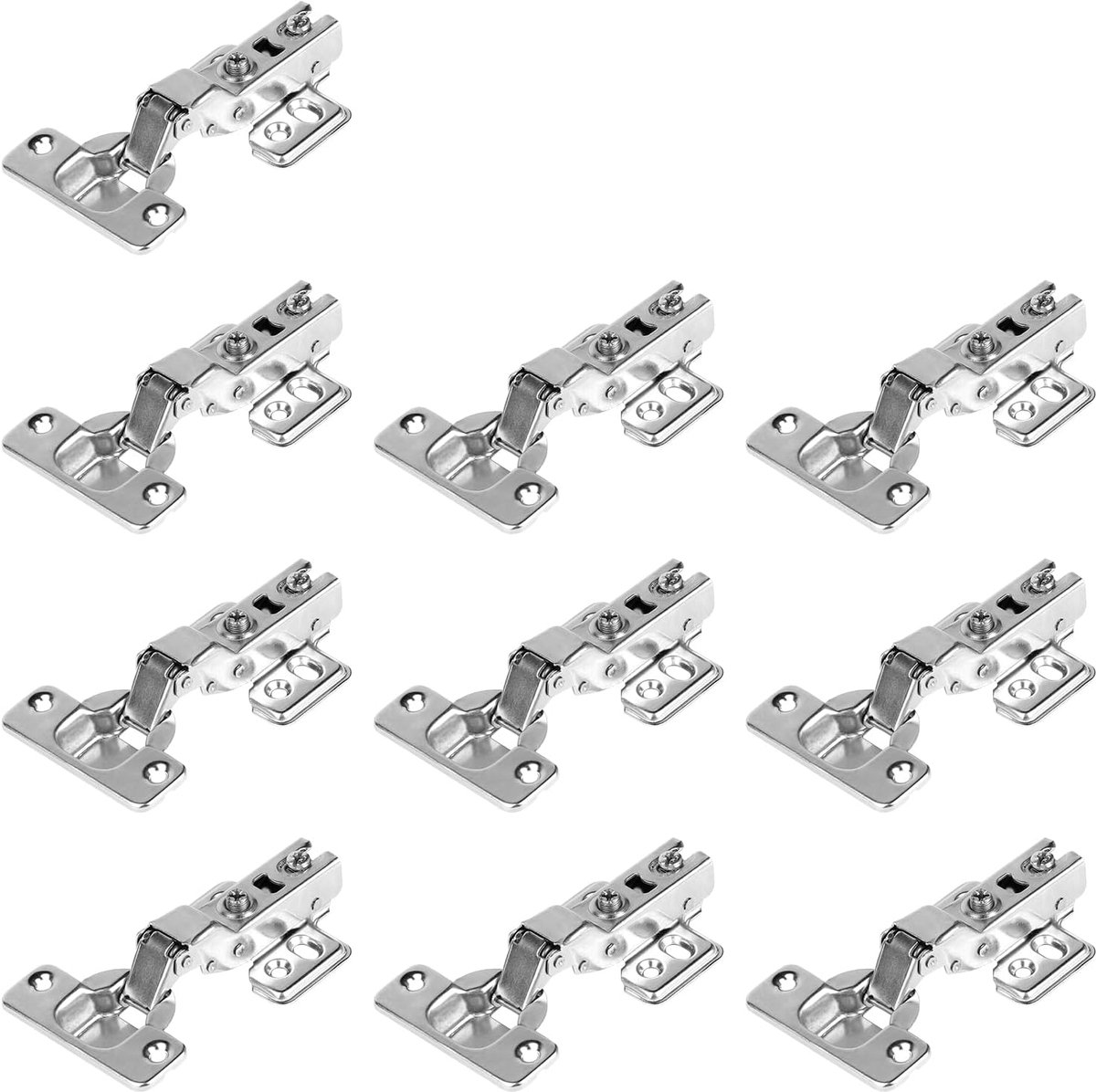 SnelShoppen - Set van 10 Scharnieren met Hoekstop, Soft-Close Functie, Keuken- en Kasten Scharnieren met 110° Opening, Gasveer Automatisch Scharnier v