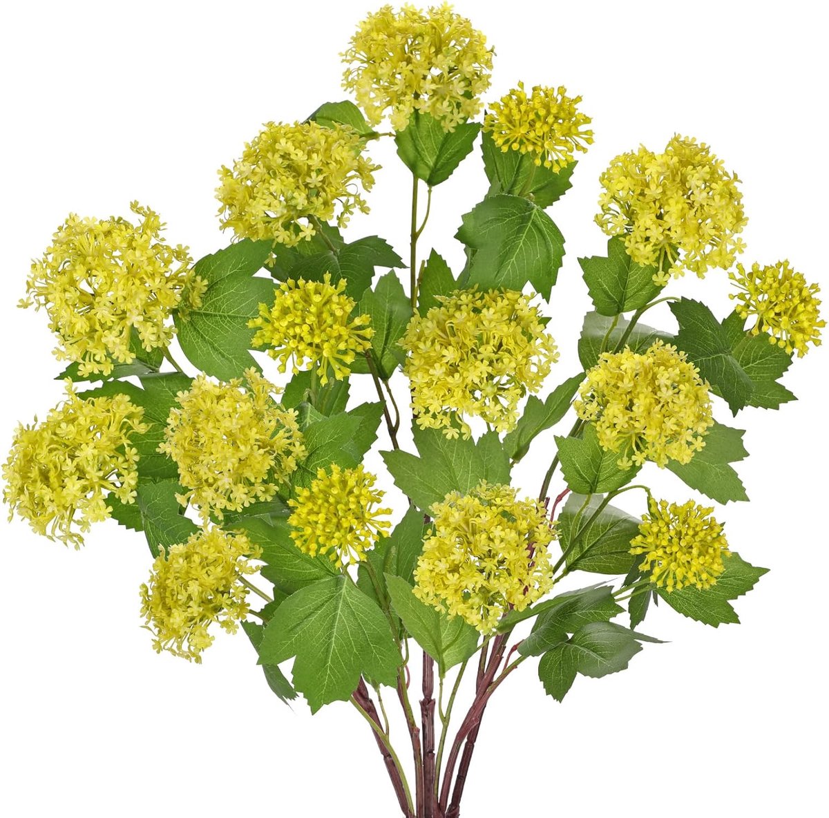 SnelShoppen - 5 Stuks Kunstmatige Hortensia Bloemen Boeket 60cm Geel Nep Hortensia Spray met 3 Bloemkoppen Voor Bloemarrangement Huishouddecoratie Bru