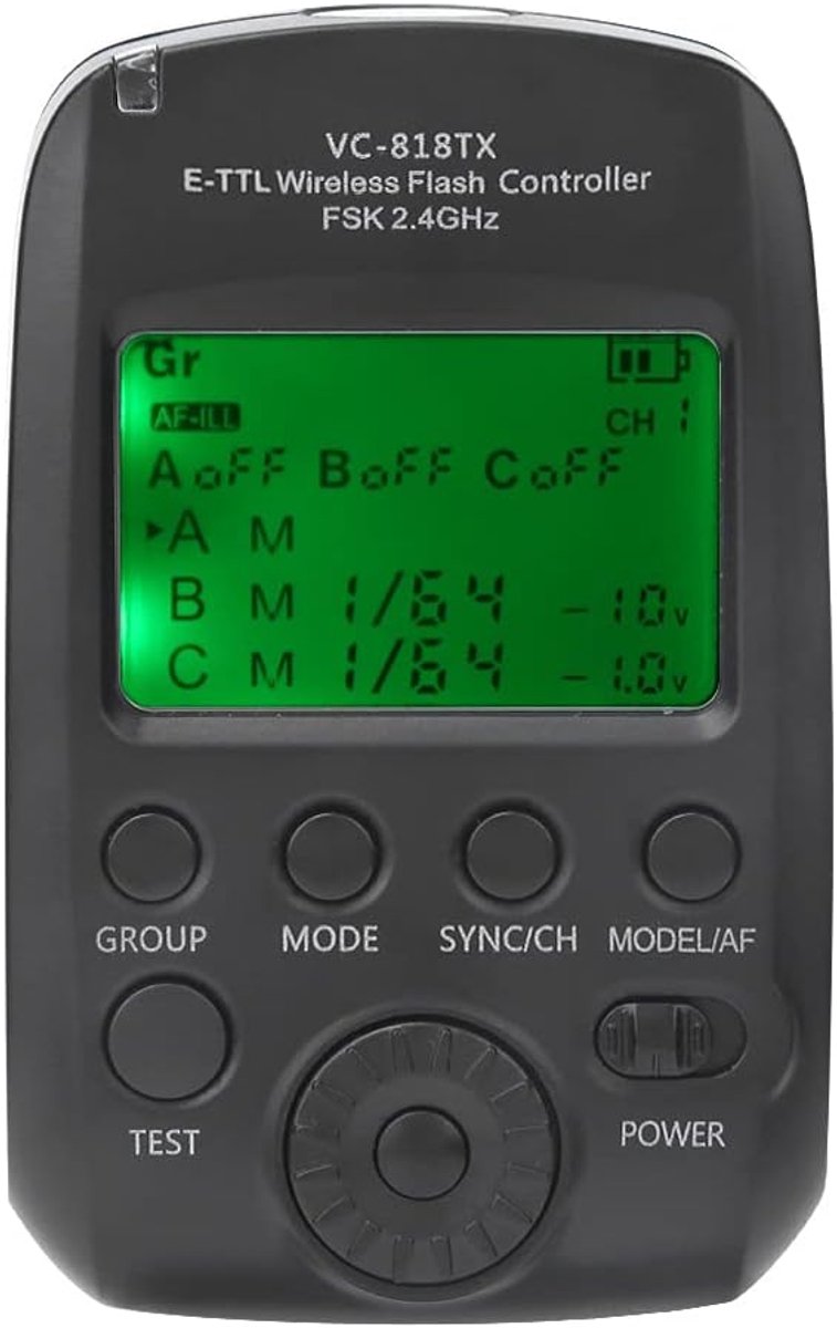SnelShoppen - VC-818TX E-TTL Flits Trigger, Draadloze Transmitter, 1/8000s Synchro, 2.4G Systeem voor 450D-1DX Camera's, Geschikt voor Feest en Fotogr