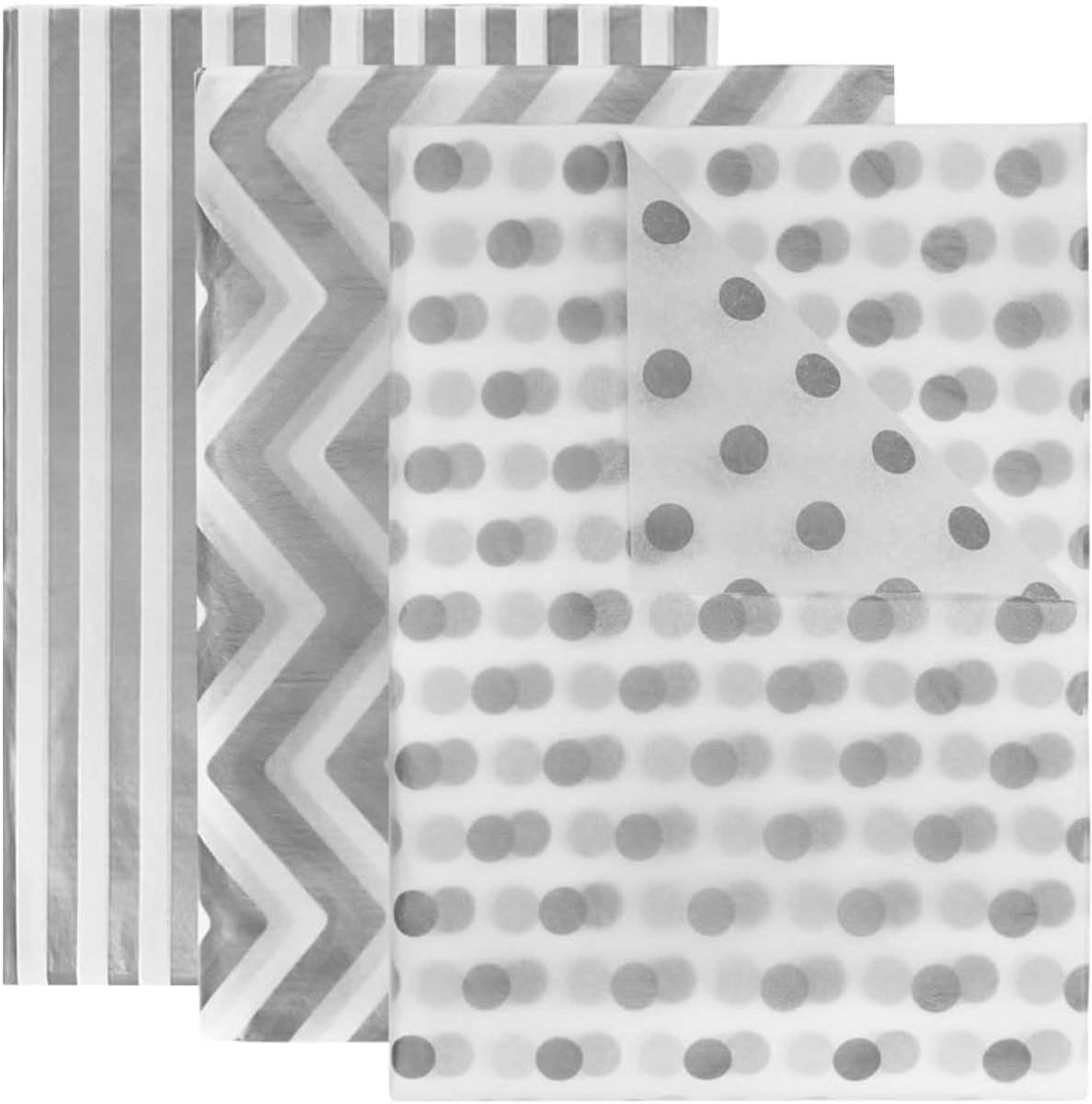 SnelShoppen - 60 Vellen Zilver Witte Tissue Papier Bulk - 3 Stijlen Glitters - Geschikt voor Feestverpakkingen en DIY Creaties - 50x35 cm