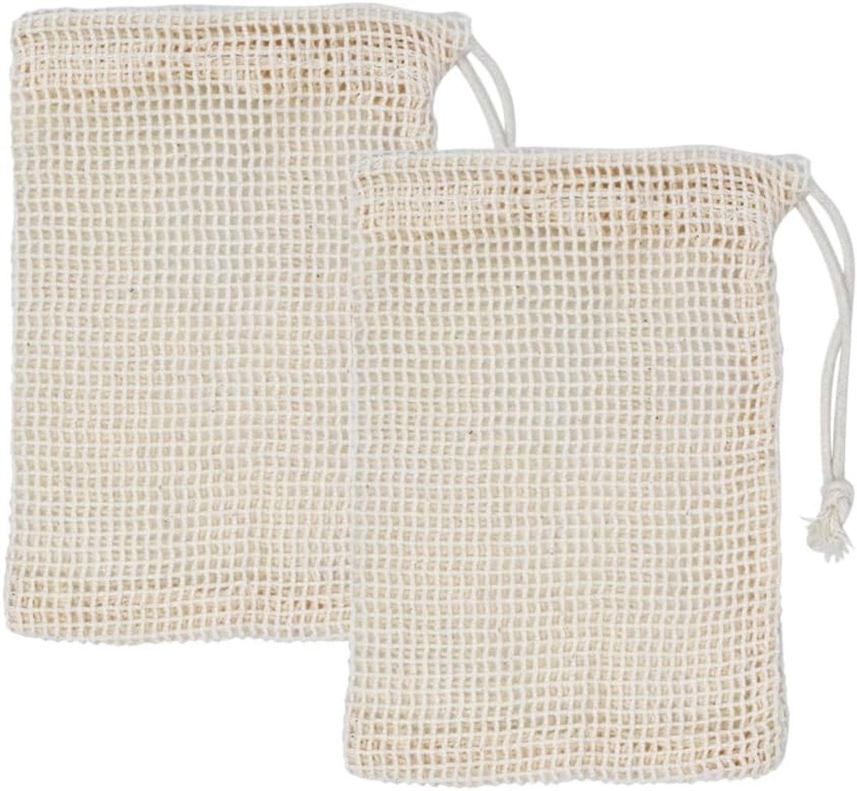 SnelShoppen - Organic Katoenen Zeepzakjes, Natuurlijke Zeepzakken voor Haarzeep, Set van 2, Milieuvriendelijke Zeepbeschermers, Ideaal voor Douche, Ba
