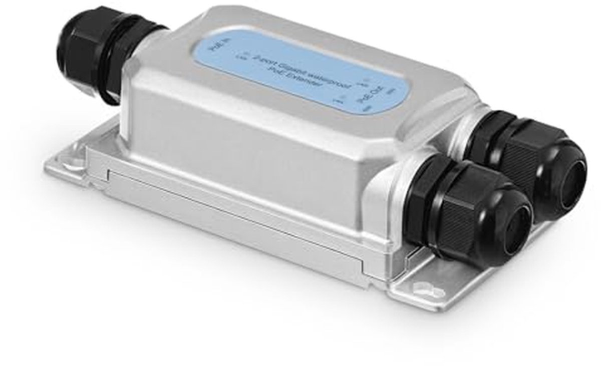 PoE Extender - PoE Repeater - Netwerk Uitbreiding - IP67 Waterdicht - 3 Poorten Gigabit - Zwart
