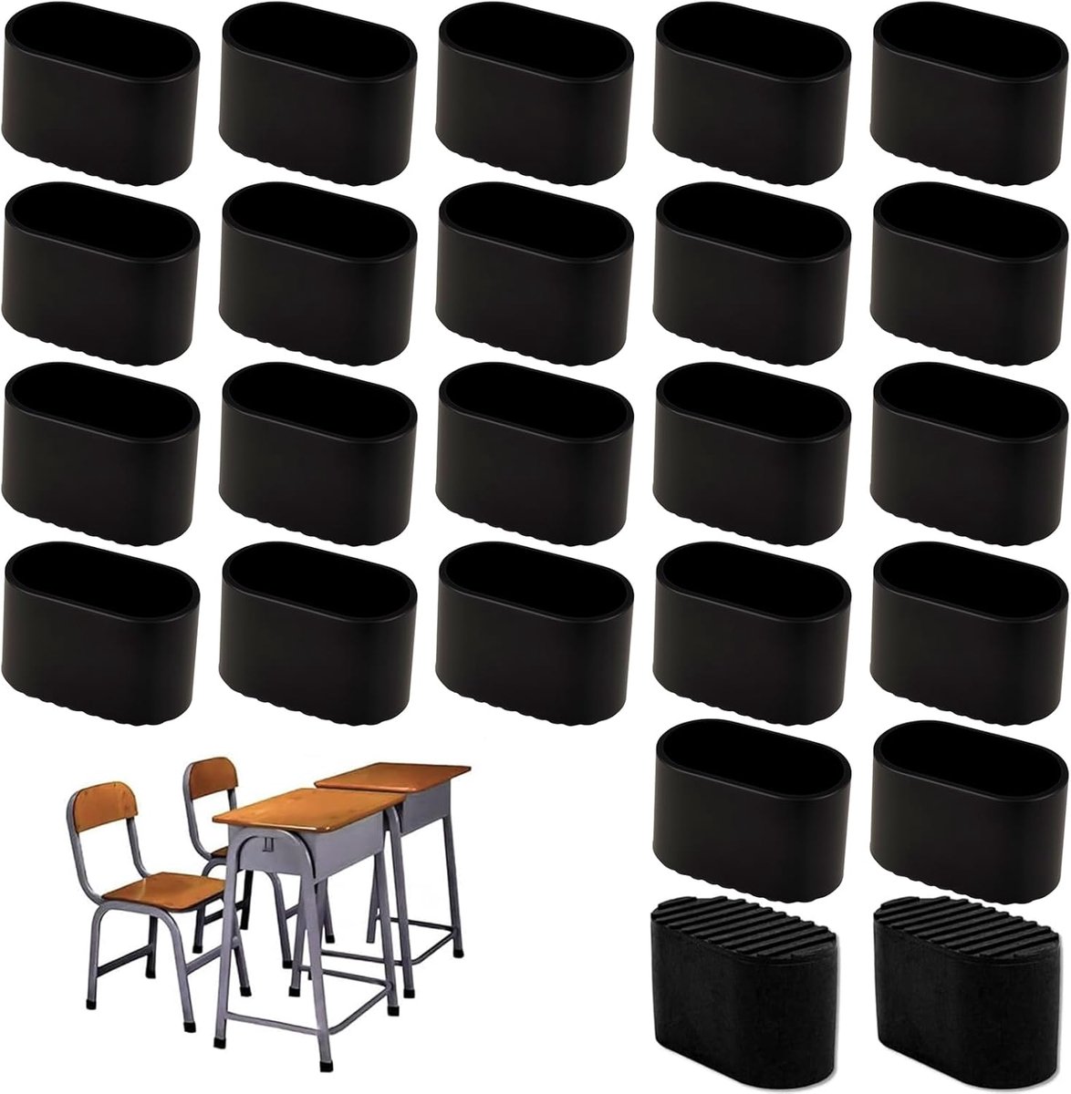 Voetjes voor Stoelen - Potenhoezen - Vloer Beschermen - Anti-slip Ontwerp - 24 Stuks - Zwart