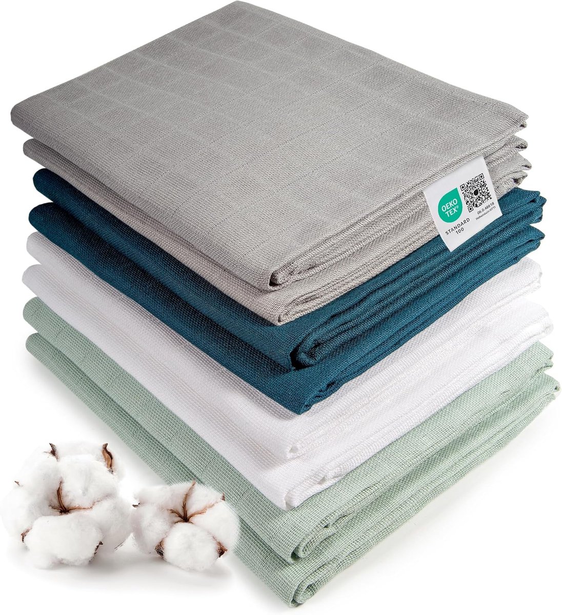 Hydrofiele luiers - Baby doeken - Dagelijkse verzorging - Dubbel geweven katoen - 80x80 cm 8-pak - Blauw mint
