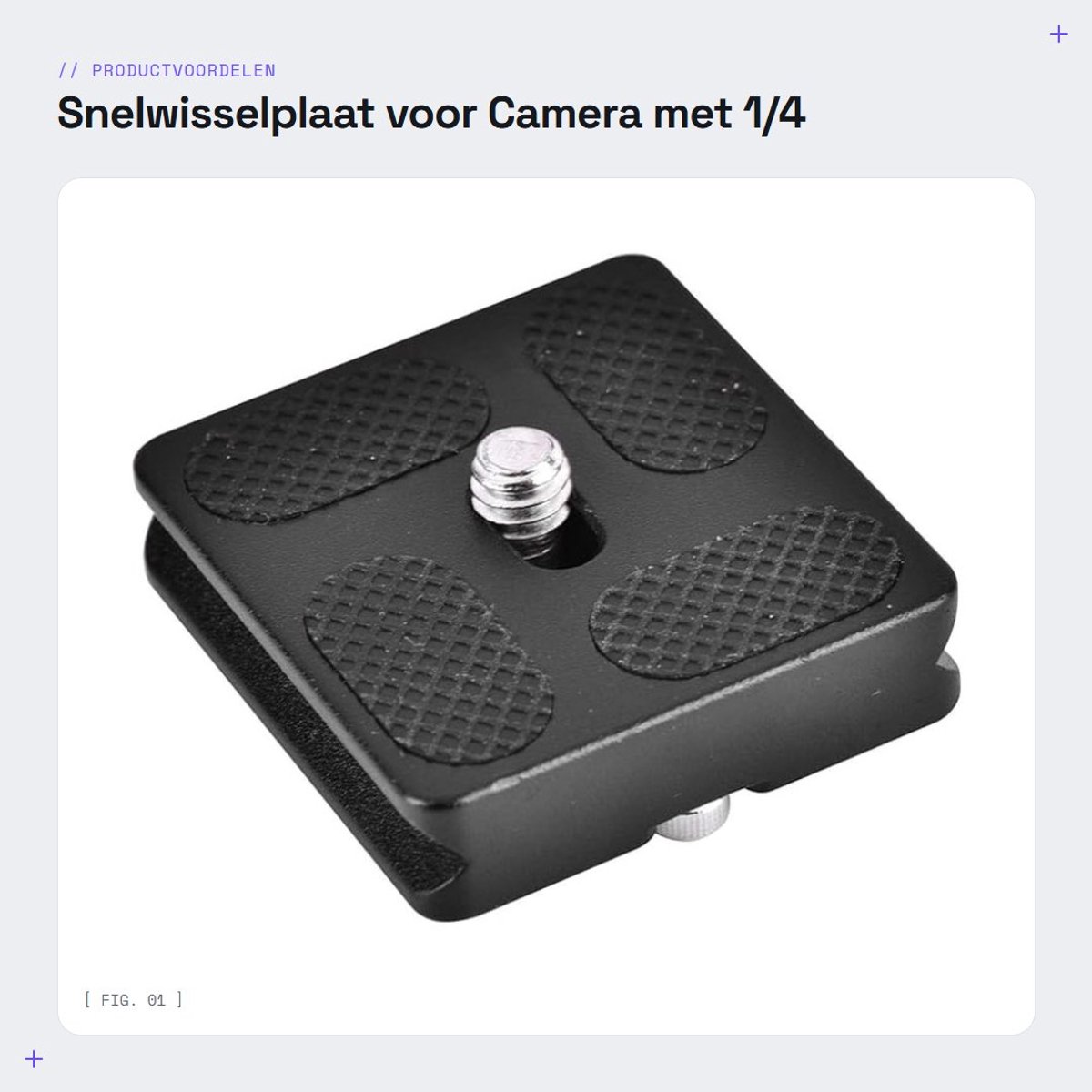 Dailygoods- Snelwisselplaat - Compatibel met Arca/Kirk - Antislip rubberen pads - Bevestiging voor SLR-camera - Standaardontwerp - Blokkeert batterijdeuren niet