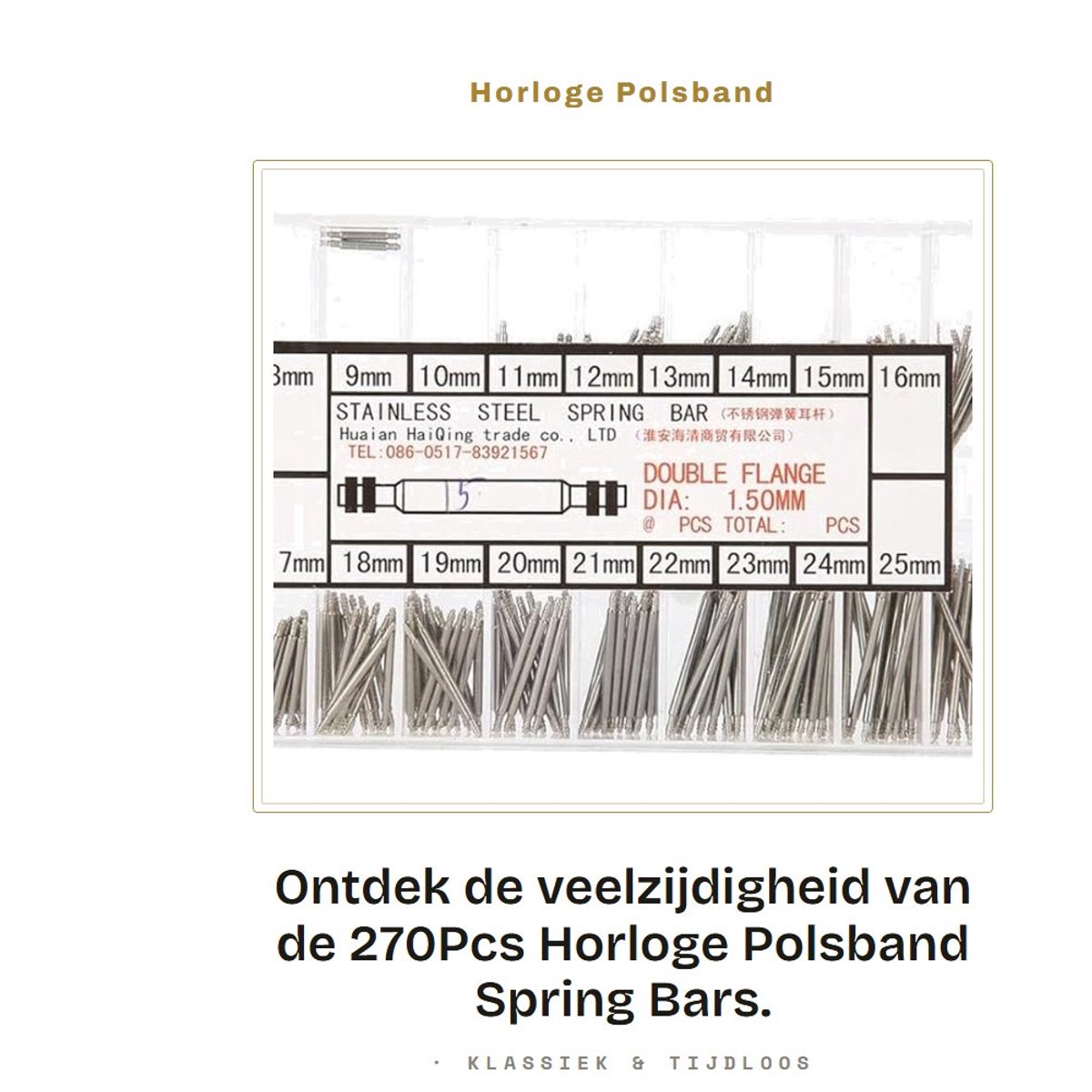 Dailygoods- Horlogeband - 270 Stuks Horloge Polsband Veerstangen - Roestvrij Staal - Horlogeband Reparatie - Connector voor Horlogeband - Perfect Cadeau - Horlogeonderdelen