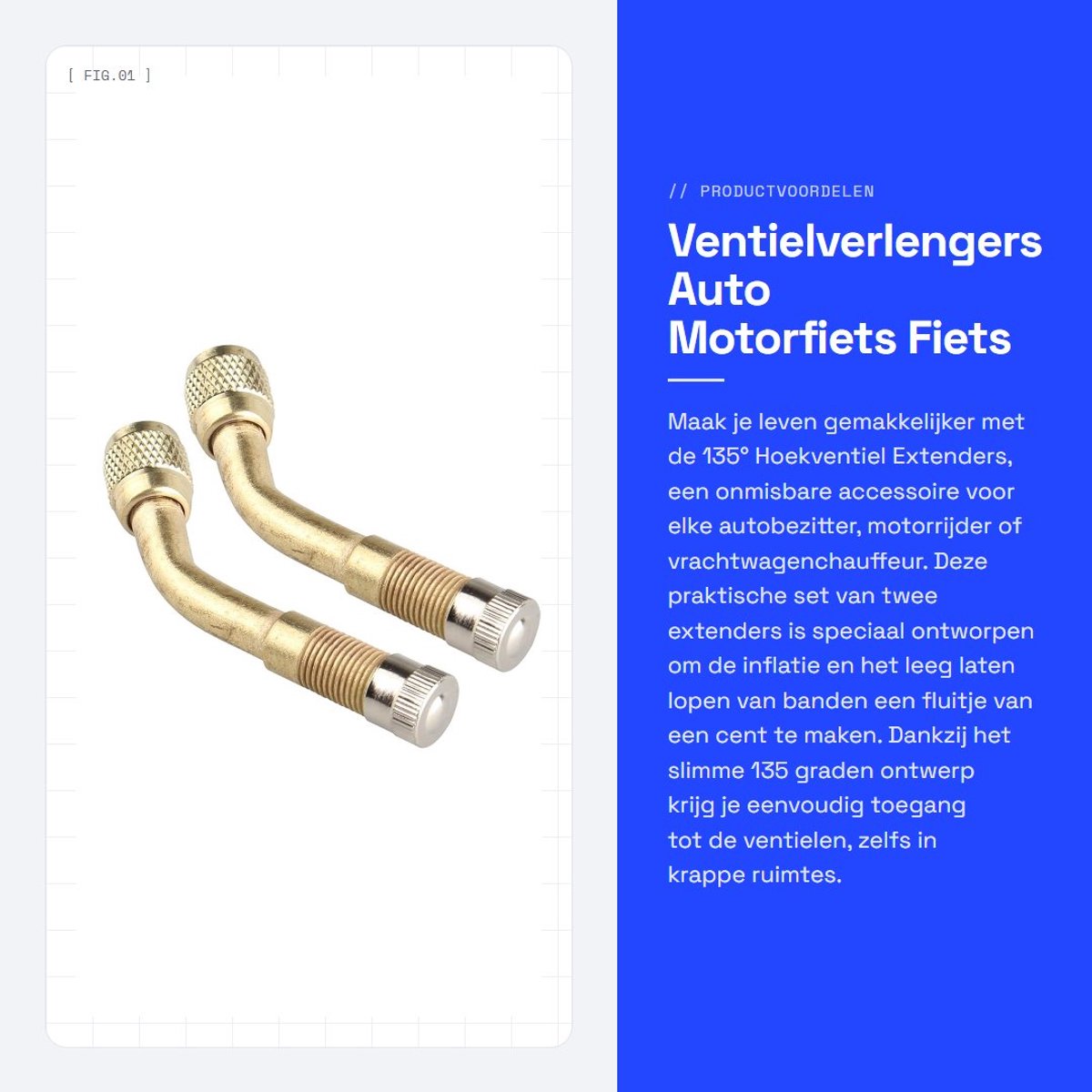 Dailygoods - Ventielverlengers - Auto Motorfiets Fiets Vrachtwagen - Goudkleurig - Bandenventiel - Verlengstuk - Geschikt voor Alle Voertuigen - Goude...
