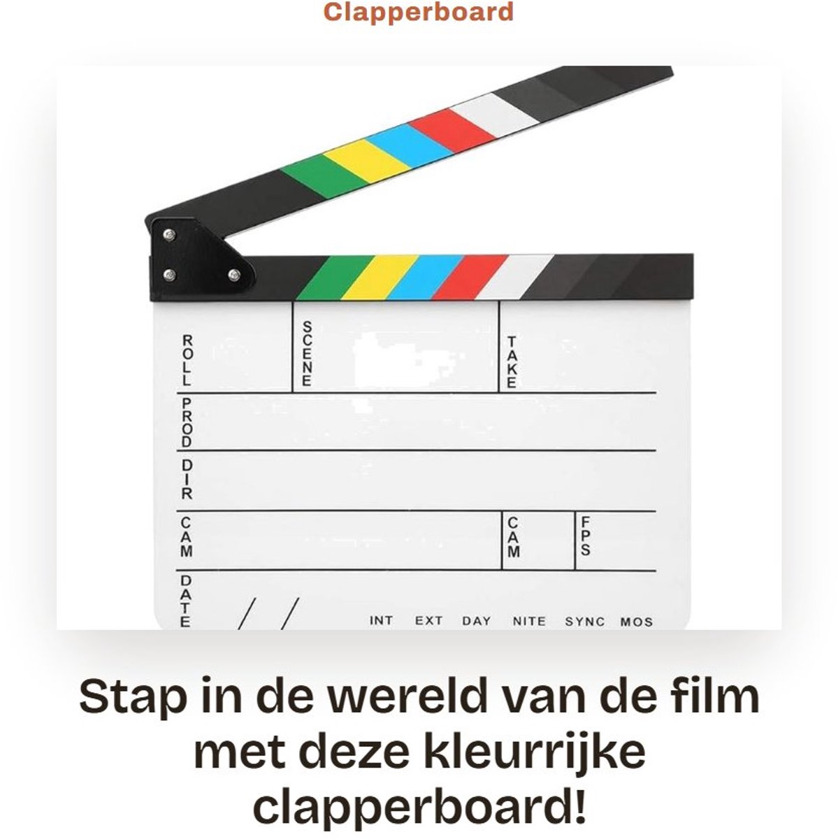 Dailygoods- Klapbord Professioneel - Acryl - 30 x 25 cm - Ingebouwde Magneet - Kleurrijk - Filmmaker Tool - Duurzaam Materialen - Filmklapper