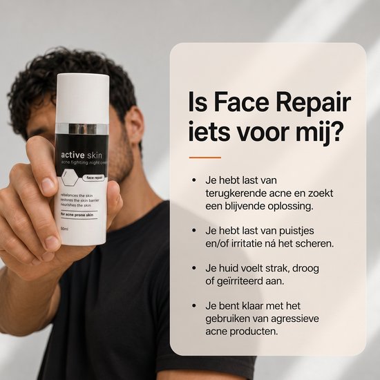 Activeskin Face Repair - Nachtcreme Mannen - Moisturizer - Oogcreme - Hyaluronzuur - Gezichtscreme - Acne - Skincare - Wallen - Gezichtsverzorging - 50ml
