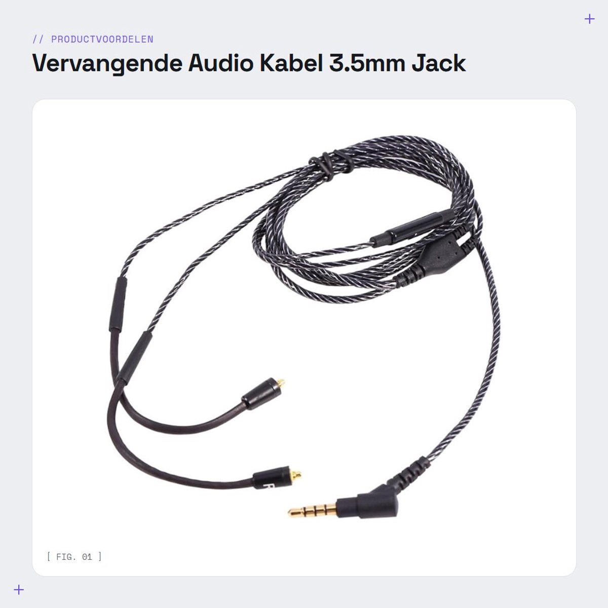 MTTproducts - Vervangende Audio Kabel - 3.5mm Jack - Geschikt voor SHURE Hoofdtelefoons - Hoogwaardige Geluidskwaliteit - Duurzaam en Flexibel - Ideaal...