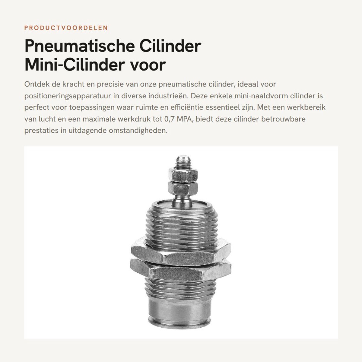 Dailygoods- Pneumatische Cilinder CJPB15 x 15 mm - Enkele Mini-Naaldvorm - Positioneringsapparatuur - Werkdruk 0,7 MPA - Snelheid 50-500 mm - Professioneel Ontwerp