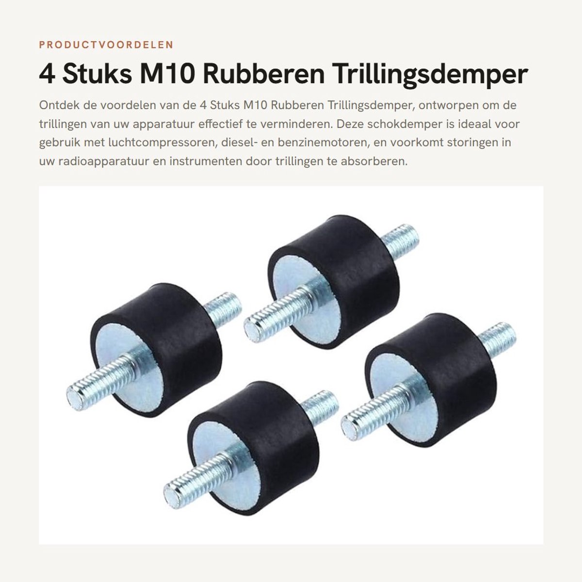 Dailygoods - 4 Stuks M10 Rubberen Trillingsdemper - Schokdemper voor Luchtcompressor - 40x30mm - Geluidscontrole - Trillingsdemping - Geschikt voor La...