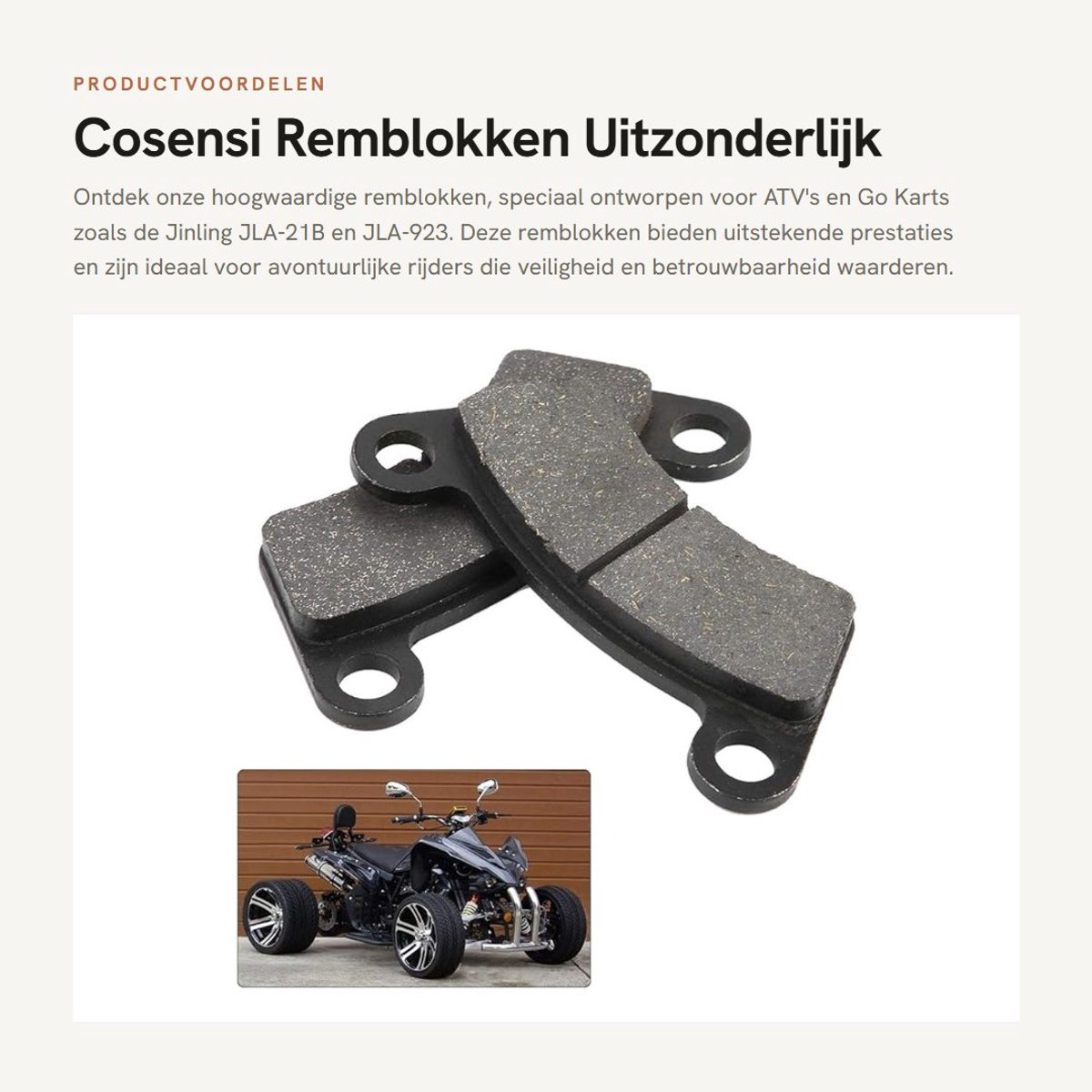 Dailygoods- Remblokken - 2 Stuks - Compatibel met ATV Jinling 250JLA-21B - Uitzonderlijke Remkracht - Lange Levensduur - Hoogwaardige Aluminiumlegering - Remblokken Voor ATV