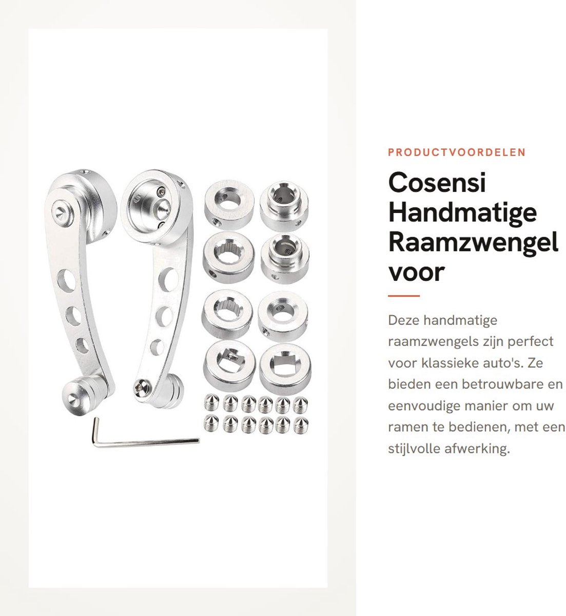 Dailygoods- Raamzwengel 2 stuks - Handmatige Raamgreep - Lichtmetalen Raambediening - Geschikt voor Oldtimers - Hoogwaardig Legeringsmateriaal - Inclusief Accessoires