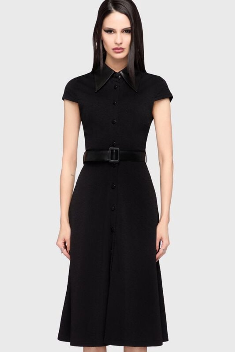 KILLSTAR Kihilist Obsidienne Collar Dress Dames Midi-jurk - zwart - 3XL