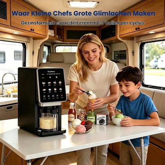 Hutjemutje - ijsmachine - ijsmaker - met 8 vooraf ingestelde programma's - zelfreinigende functie - mix-in & re spin functies - zwart — afbeelding 3