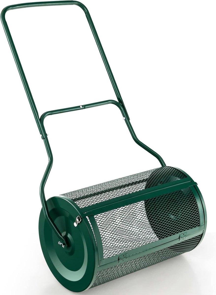 Compoststrooier - Gazonstrooier - Gazon Onderhoud - U-vormig handvat - 76 liter - Zwart