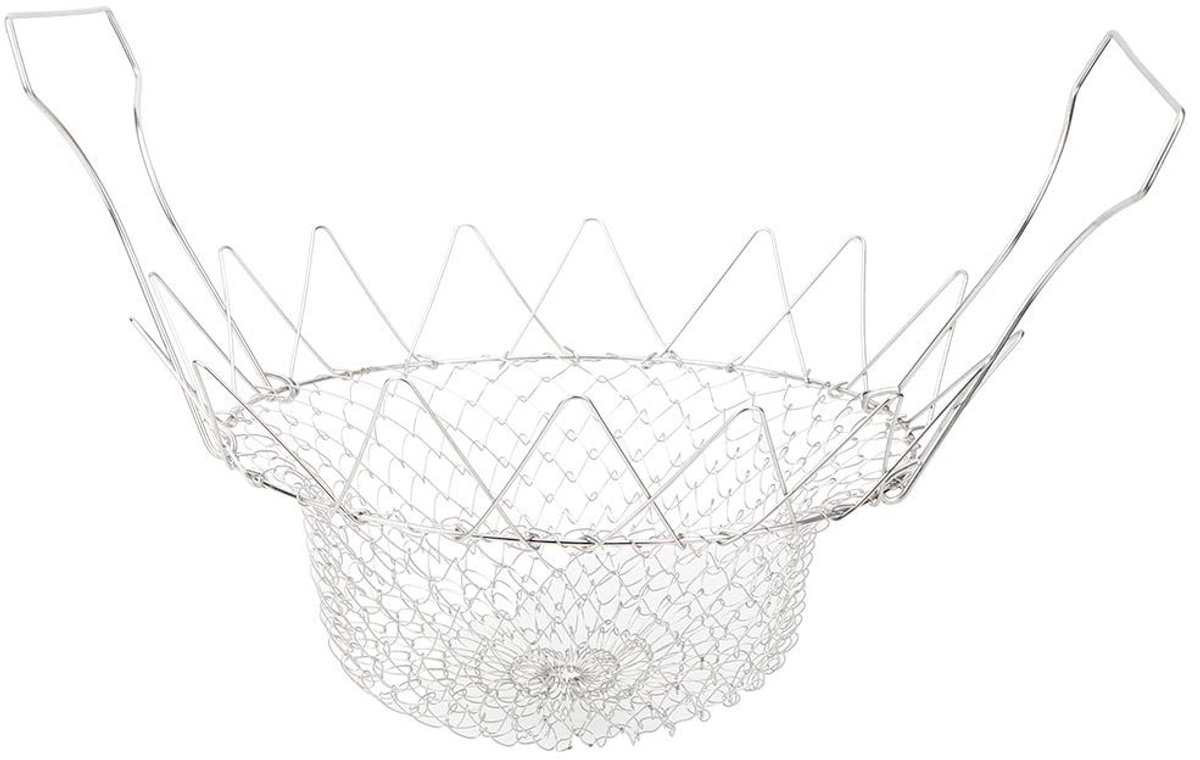 Dailygoods- Frituurmand Opvouwbaar Frituurmand voor Frituurpan Kookmand Keukenaccessoires Zeef Roestvrij Staal
