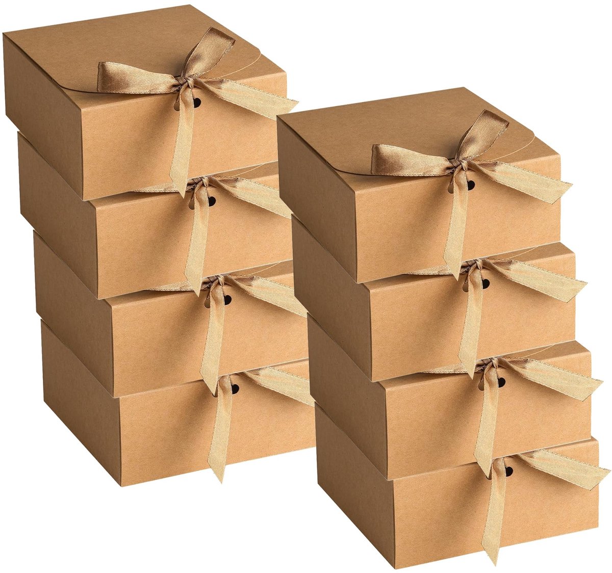 Dailygoods - Geschenkdoos met deksel - 10 opvouwbare kraftdozen 31x25x8 cm
