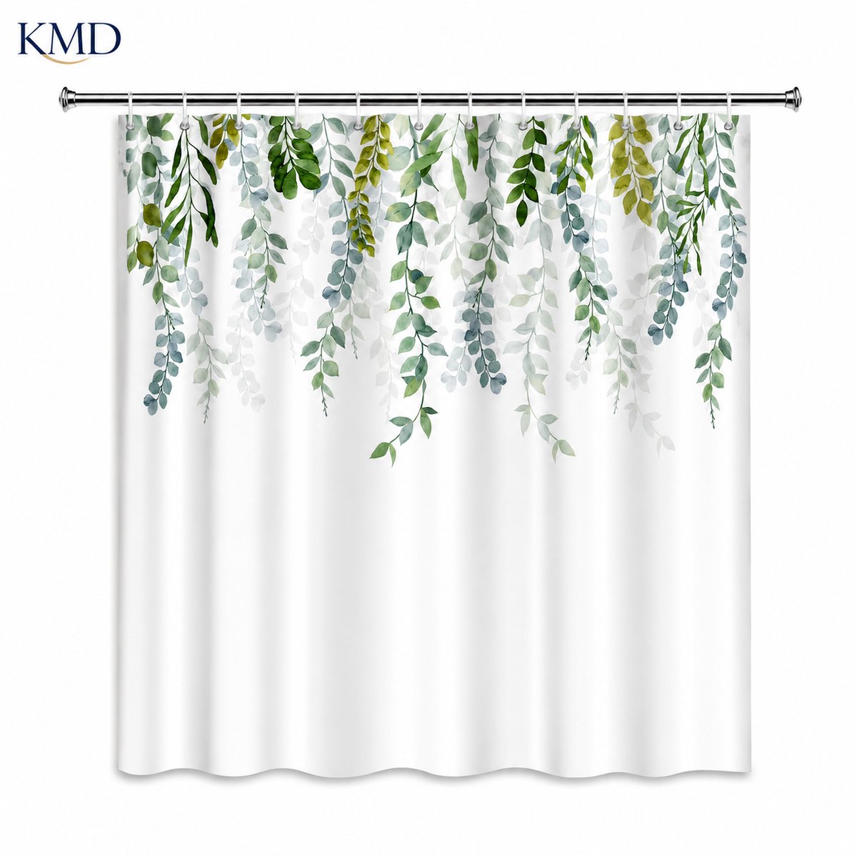 KMD Douchegordijn met Eucalyptusbladeren Groen 200x220 cm - Waterafstotend Polyester - Inclusief Haakjes
