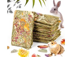 Dailygoods- Hooispeelgoed 10 Stuks - Natuurlijke Konijnen Snacks - Timothy Hooi Krakers - Voer voor Cavia's/Dwergkonijnen - Geschikt voor Chinchilla's/Hamsters - Met Kruiden - Konijnensnacks