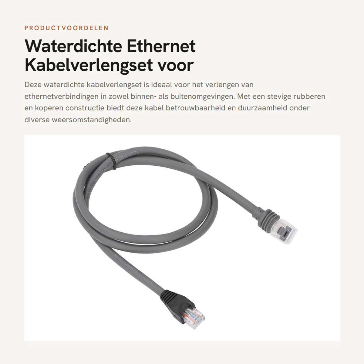 Dailygoods- Kabelverlengset 1200 Mbps - Waterdichte Ethernet Kabel - Satelliet Accessoires - Rubber/Koper - 1 Meter - Beschermende Kappen - Ethernetkabel