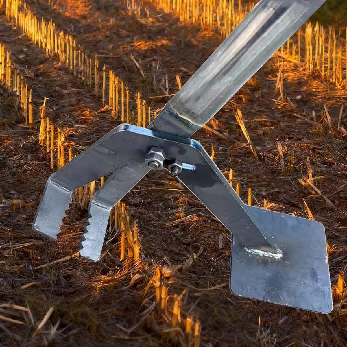 Maïsstengeltrekker Wortelverwijderaar - Onkruidgereedschap Gazononderhoud - Efficiënt Onkruid Vrijmaken - Gekartelde Kaken Veilige Grip - 142 cm Lang - Zilver