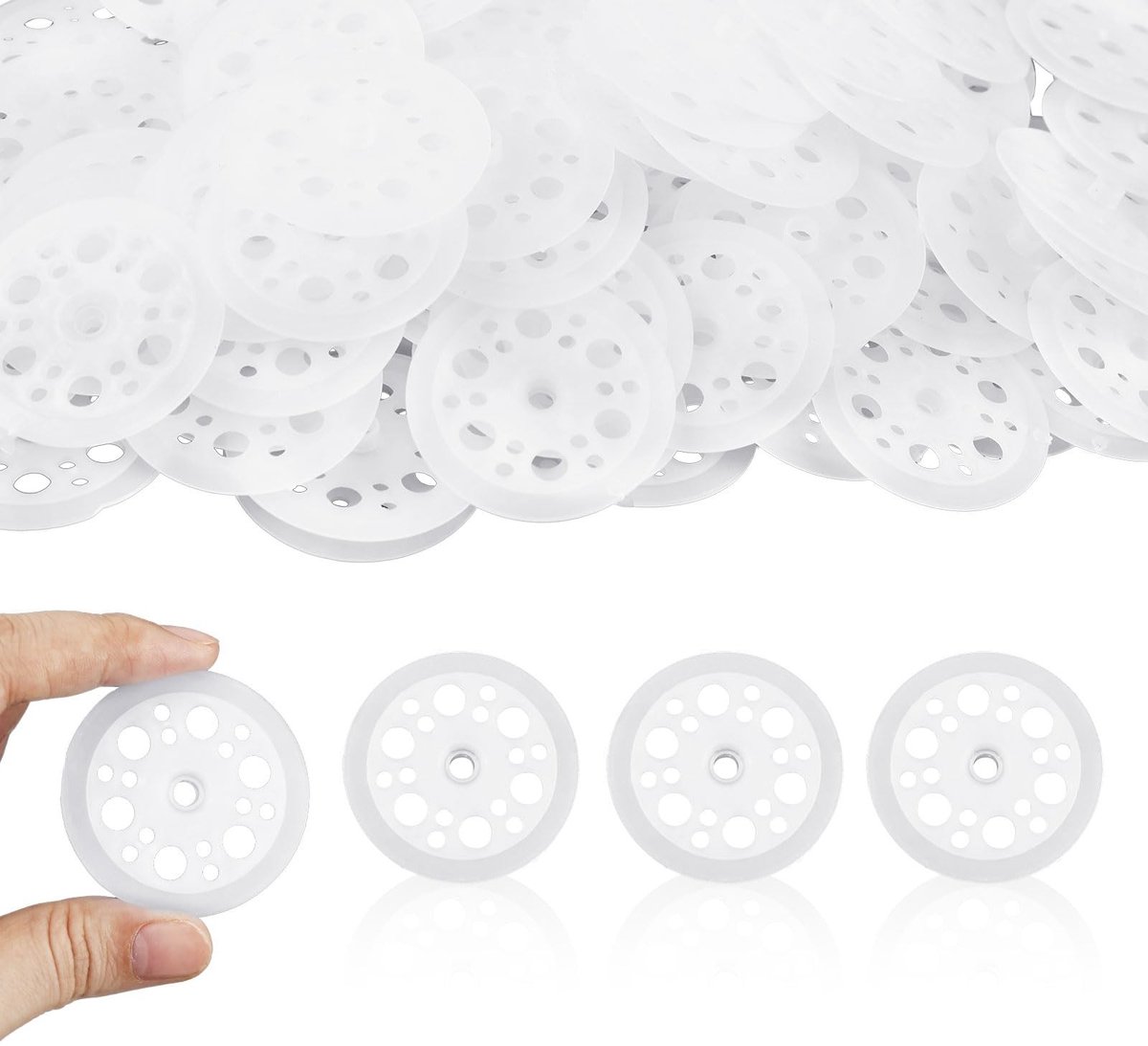 Dailygoods - 200 stuks PP-kunststof sluitringen - 45 mm - goed ondersteunend effect - kunststof ringen voor het bevestigen en ondersteunen van schuimisolatieplaten
