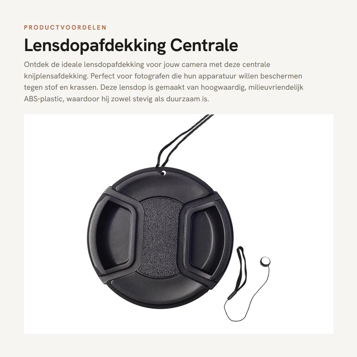 Dailygoods- Lensdop 67 mm - Centrale Knijplensafdekking - Antiverliesriem - Stofbestendig - Krasbestendig - Hoogwaardig ABS materiaal - Cameralensafdekking