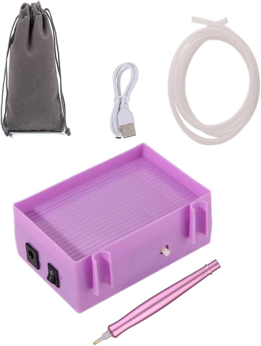 Gem Schilderpen - Ambachtelijke Tool - Gedetailleerd Knutselen - Elektrisch Zuiggereedschap - 10 x 8 x 5 cm - Roze