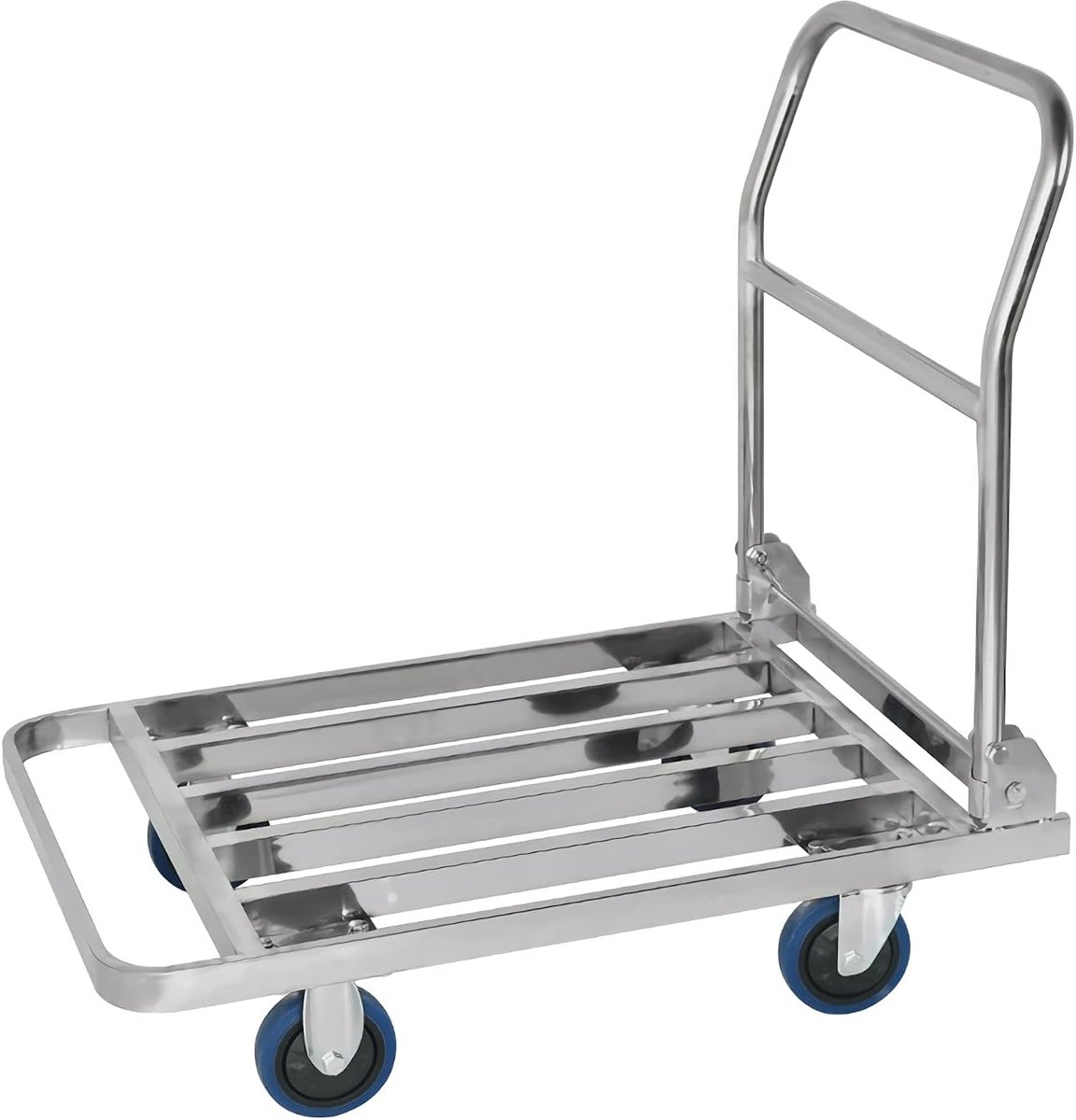 Platformwagen Roestvrij - Steekwagen Duwwagen - Zware Lasten Verplaatsen - Opvouwbaar Antislip Ontwerp - 400kg Laadvermogen - Zilver