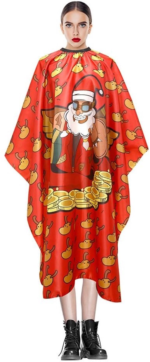 Dailygoods - Housoutil Kappersdoek Decoratieve Kapmantel Salon Kapsel Schort Schoonheidsmake-up Cape Kapmantel voor Dames Kappersverzorging Jas Kerst Stof Werkkleding