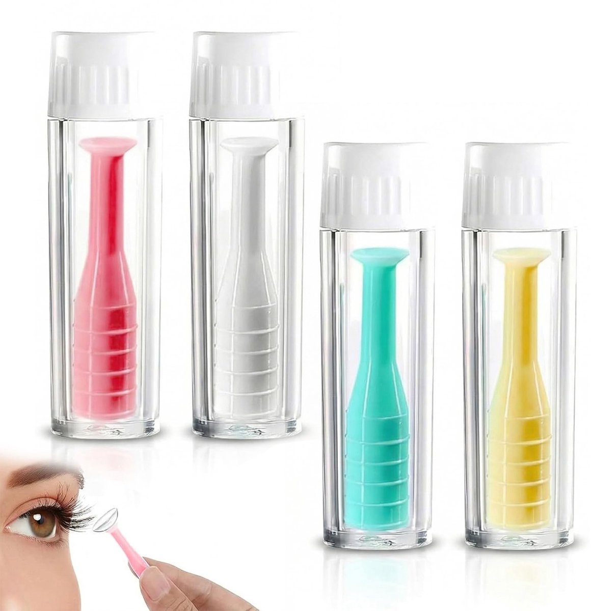 Dailygoods- Contactlens-applicator 4 Stuks - Lens zuignap - Zachte/stijve lens zuignap - Hypoallergene siliconen - Kunststof - Veilig voor lenzen - Lenszuignap