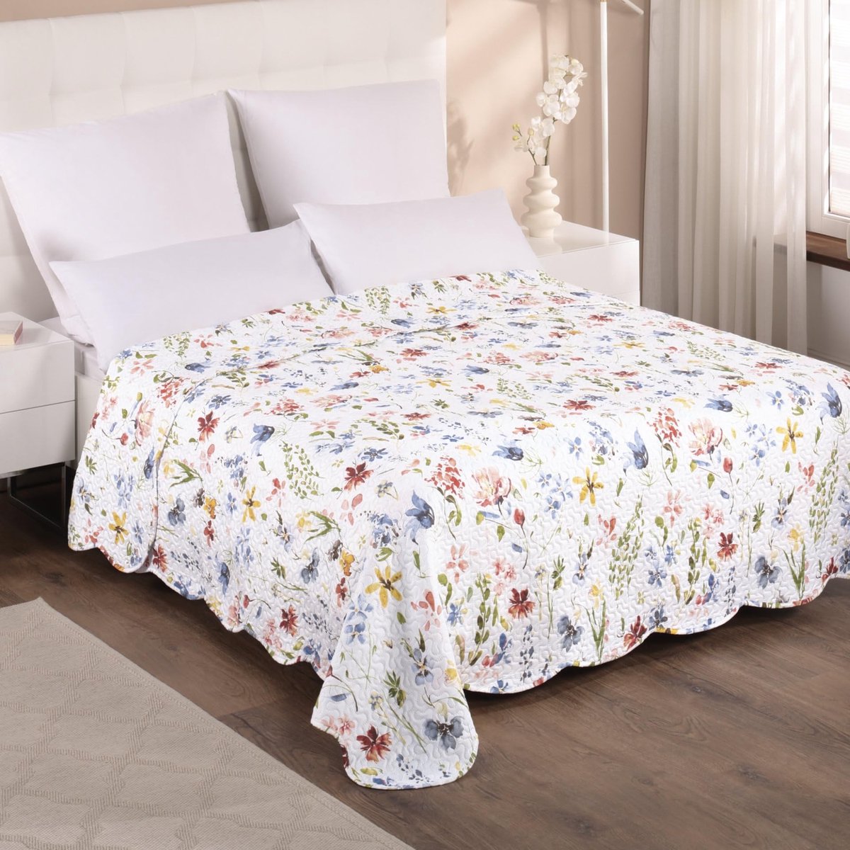 Dailygoods - Verona Sprei met Bloemenpatroon - Gewatteerd - 220 x 240 cm - Tweepersoons