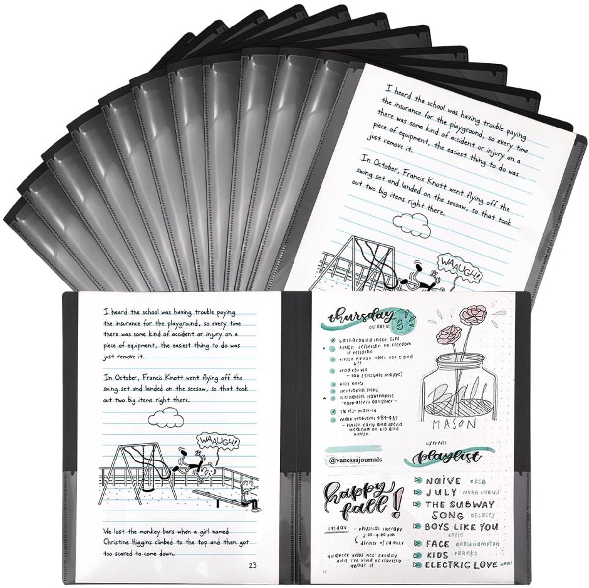 Dailygoods- Plastic Mappen 24 Stuks - Stevige Documenthouders - Duurzaam PP-Materiaal - Scheurbestendig Ontwerp - Zwarte Mappen - Praktische Opslagoplossingen - Documentmappen