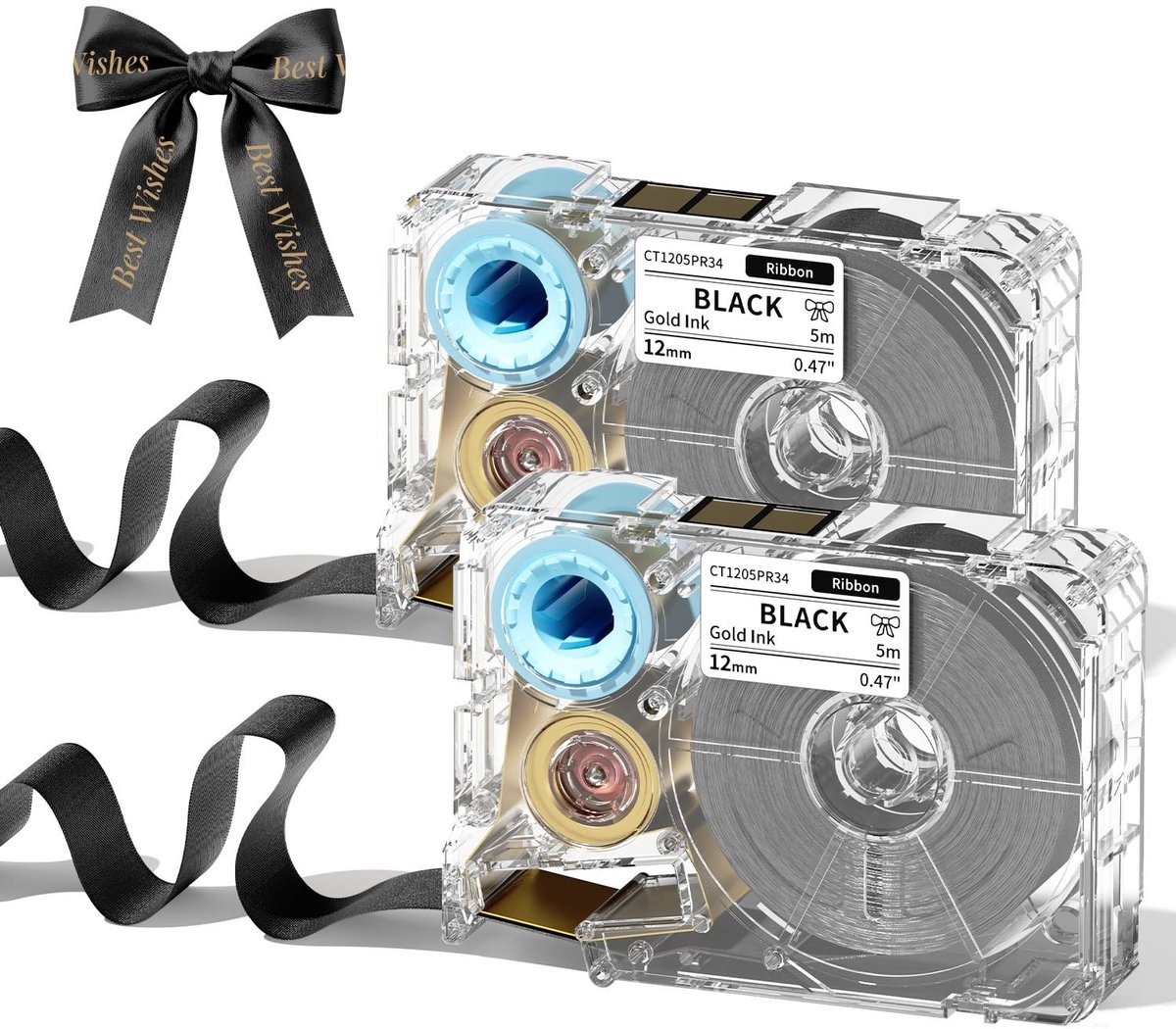 Dailygoods- Linten Exclusieve Zwarte Satijnen - 12 mm Breed - 5 m Lang - 2 Verpakkingen - Ideaal voor Geschenken - Knutselprojecten - Gepersonaliseerde Print - Sierlint