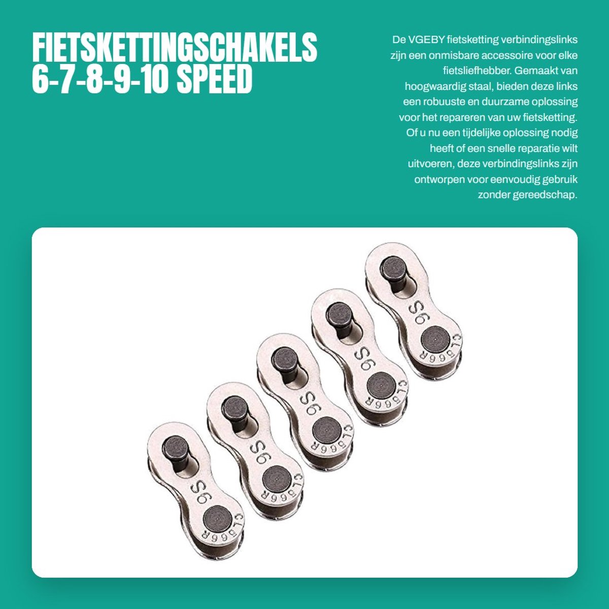 Dailygoods- Fietskettingschakels 5 Paar - Hoogwaardig Staal - Hoge Treksterkte 950 kg - Tijdelijk Gebruik - Fietsketting Reparatie - Antioxidant en Duurzaam