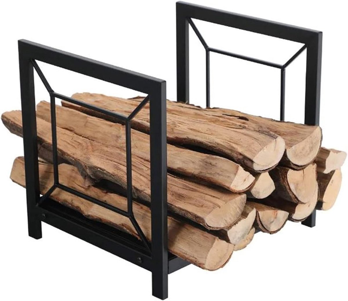 Houtrek - Houtopslag - Haardhout Opslag - Gesmeed ijzeren constructie - 40x35x38cm - Zwart