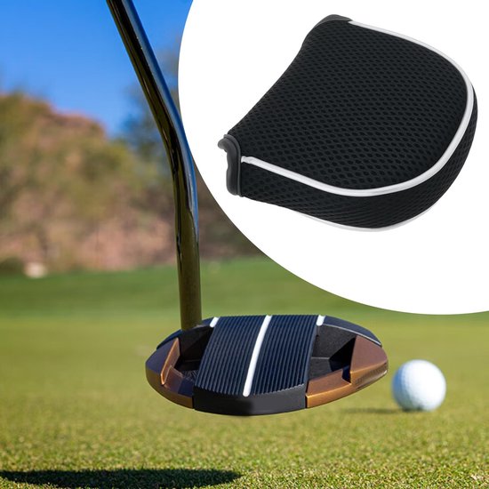 Golfclub hoes - Zwart mesh - Magnetische sluiting - Putter bescherming - Voor Mallet Putters - Zwart Mesh Mallet Putter Deksel - Magnetische Sluiting Golf Hoofddeksel - Geschikt voor Mallet Putters. — afbeelding 4