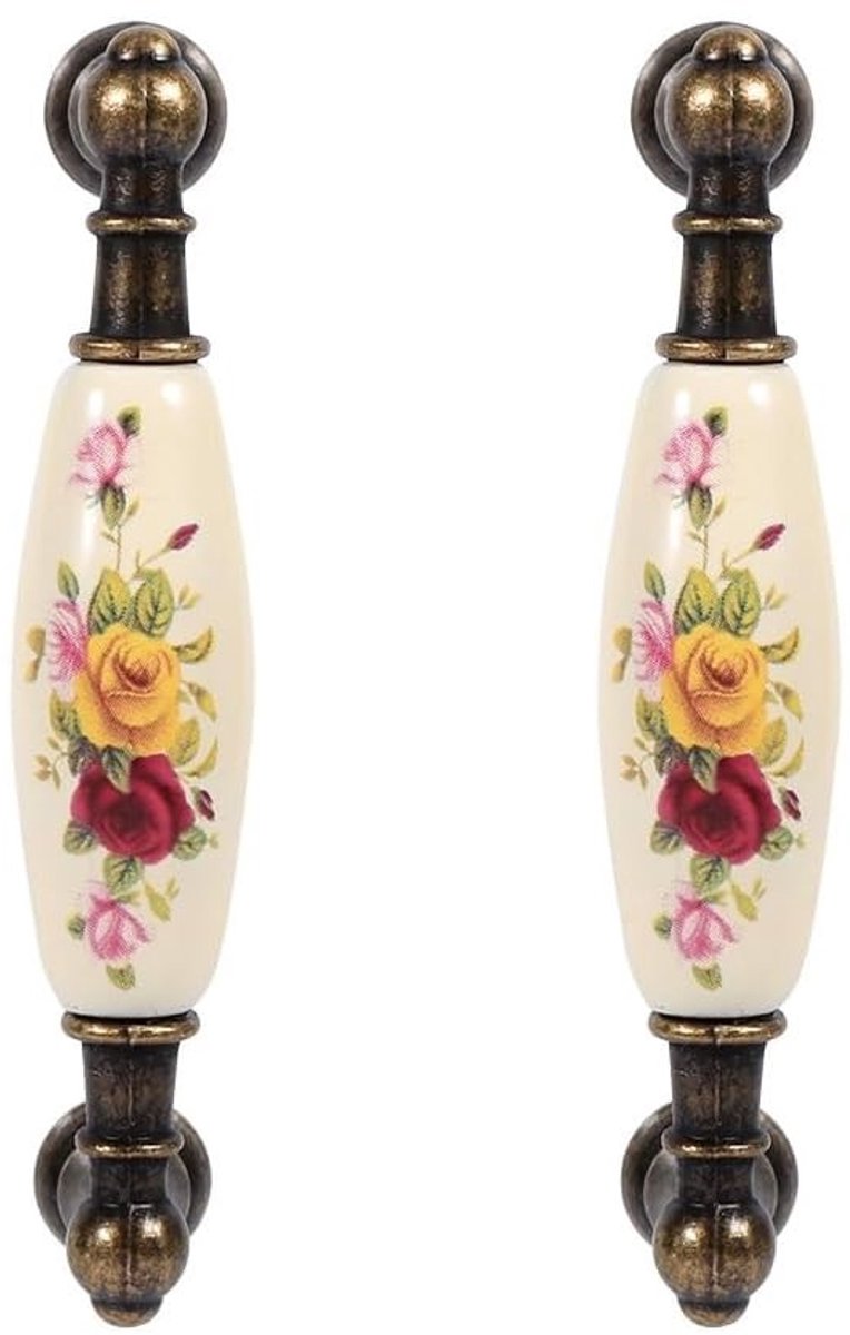 Dailygoods- Kastgreep Antiek - Vintage Deurklink - Keramische Legering - Bloemenpatroon - 