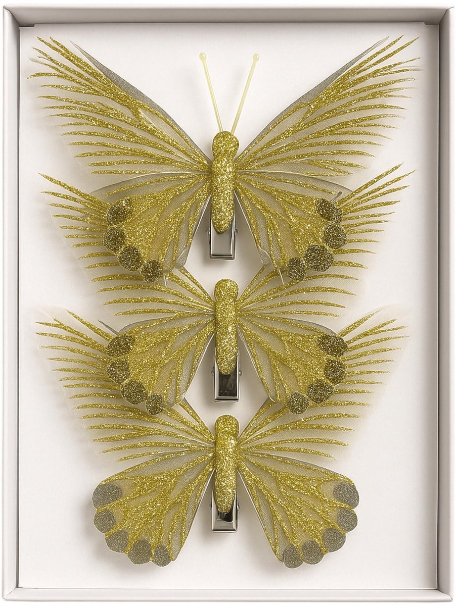 Dailygoods- Vlinders Decoratie - Veelkleurige Vlinders - 3 Stuks - Metalen Clips - Voor Bruiloft/Kerst - Elegant en Duurzaam - Decoratievlinders