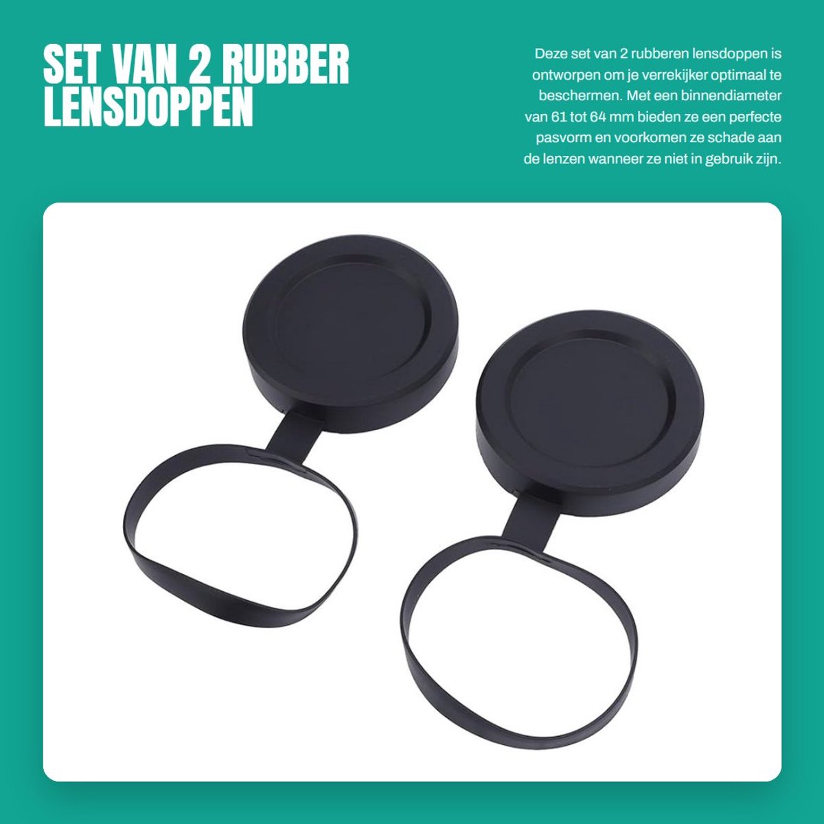 BRENZOOS- Lensdop 61-64 mm - Rubber Oogcupkap - Beschermende Lensafdekking - Weersbestendig - Gemakkelijk te Bevestigen - Nauwkeurige Pasvorm - Objectieflensdop