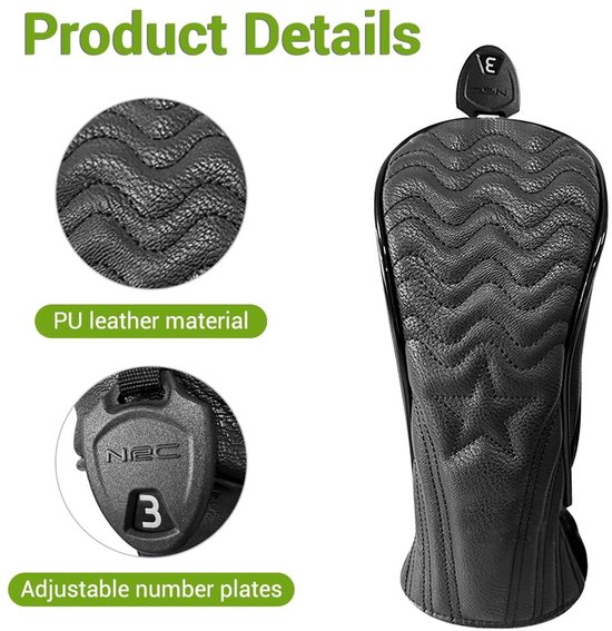 Dailygoods - Golfclub Hoofd Covers - 1/3 Stks Zachte PU Golf Putter Headcovers van Dailygoods — afbeelding 2