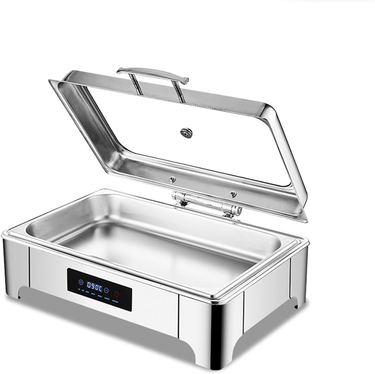 Voedselwarmer Buffet - Chafing Dish Warmhoudbak - Buffetten Serveren - Instelbare Temperatuur - Rechthoek - Zilver