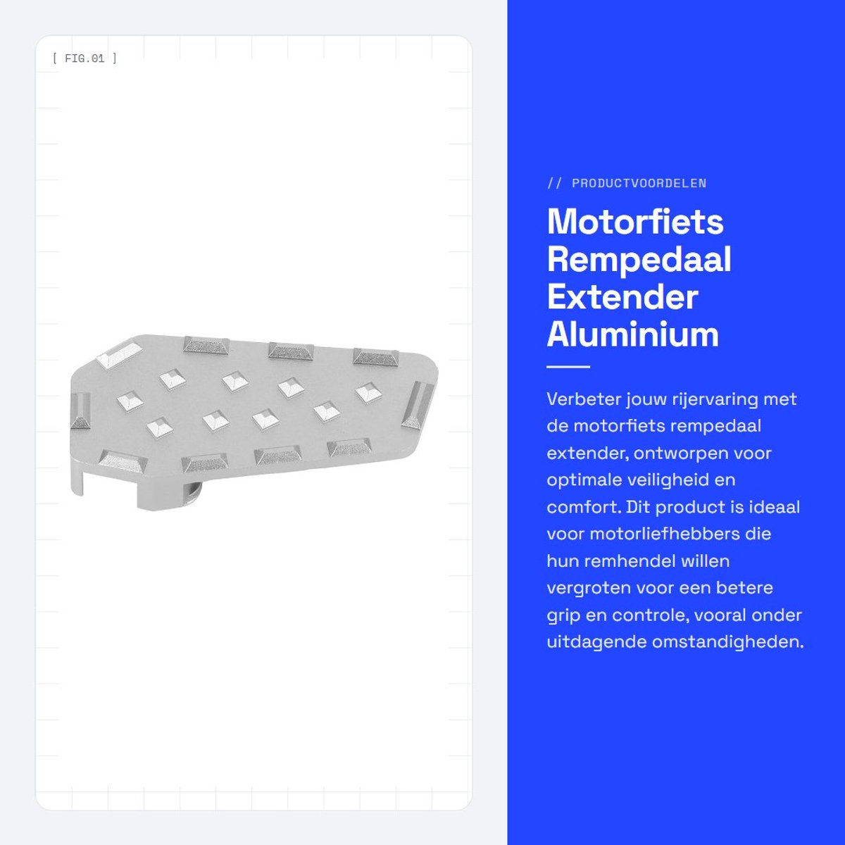 Dailygoods- Rempedaal Vergroting - Remhendel Extender - CNC Aluminium - Veiligheidsdruk - Antislip Grip - 73 x 37 mm
